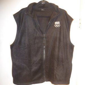 Team USA Olympic Black Fleece Full Zip Vest Mens XL NWOT